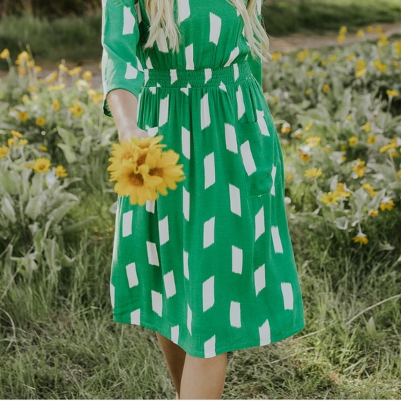 Roolee Vanessa dress, green and white- size medium - Picture 2 of 14